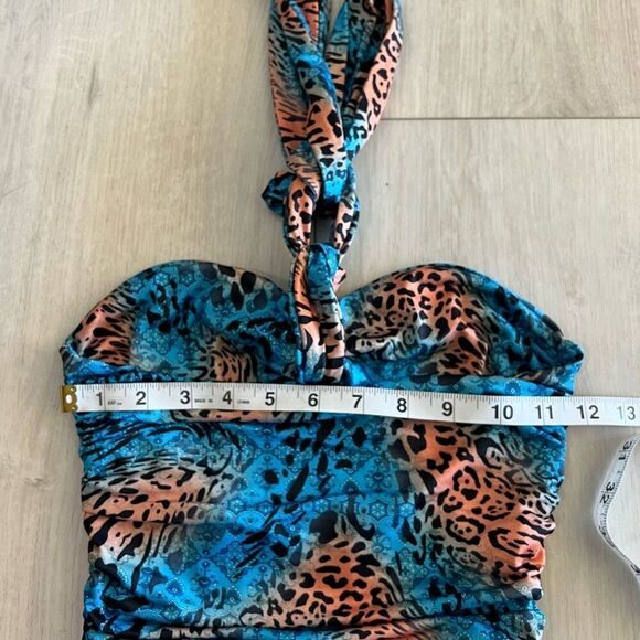 Iam Gia isabella knockoff leopard blue cutout crop top size xxs - Picture 3 of 7